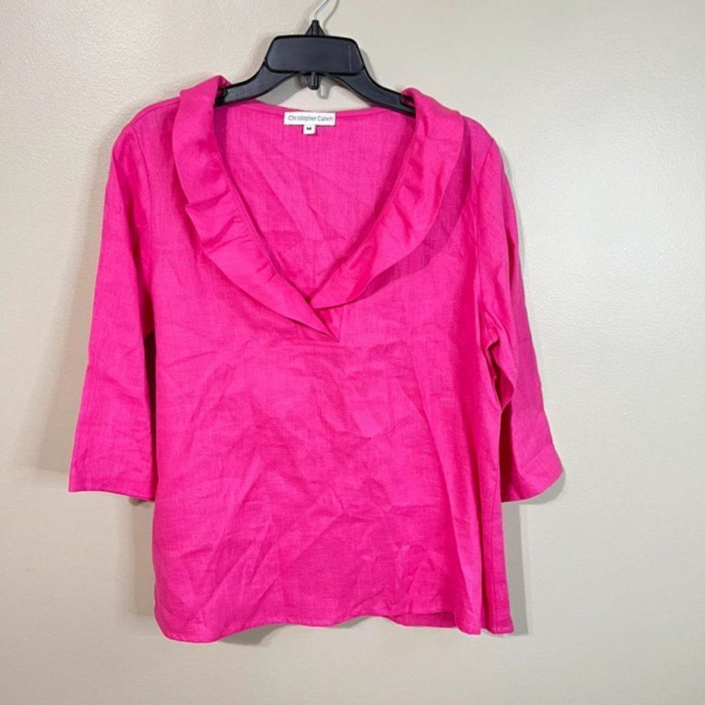 Christopher Calvin‎ medium pink linen top